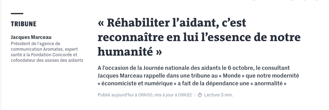 « Réhabiliter l’aidant, c’est reconnaître en lui l’essence de notre humanité »