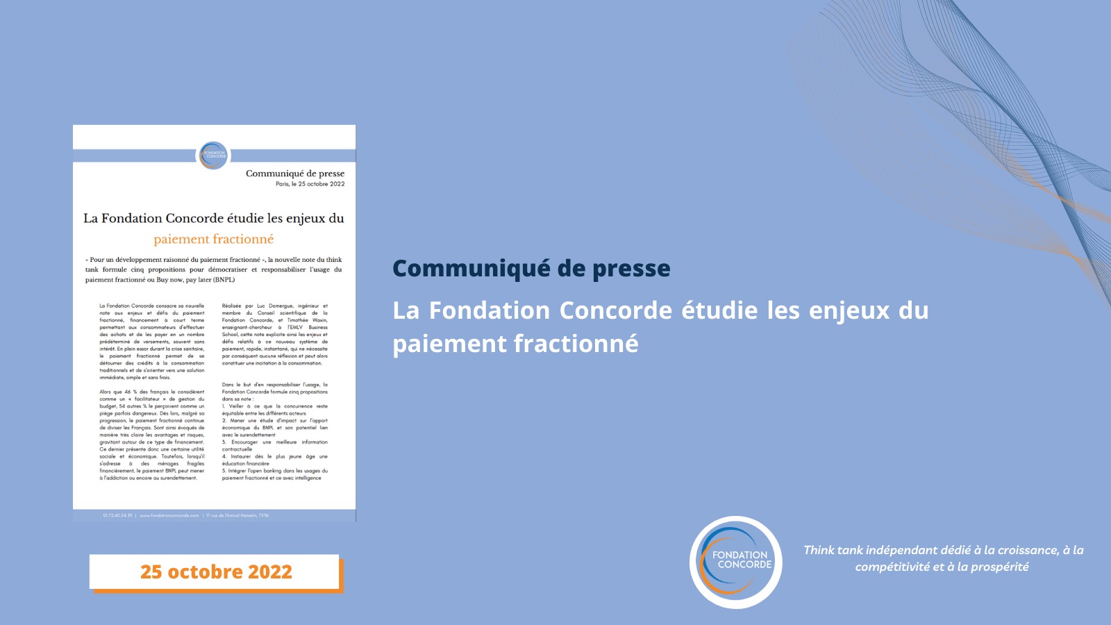 [Communiqué de presse] La Fondation Concorde étudie les enjeux du paiement fractionné